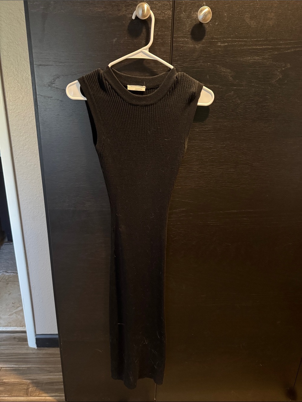 lovestitch Black Ribbed Crewneck Dress